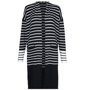 NWT Cabi Boathouse Cardigan Womens M Nautical Pockets Long Stripes Open Front